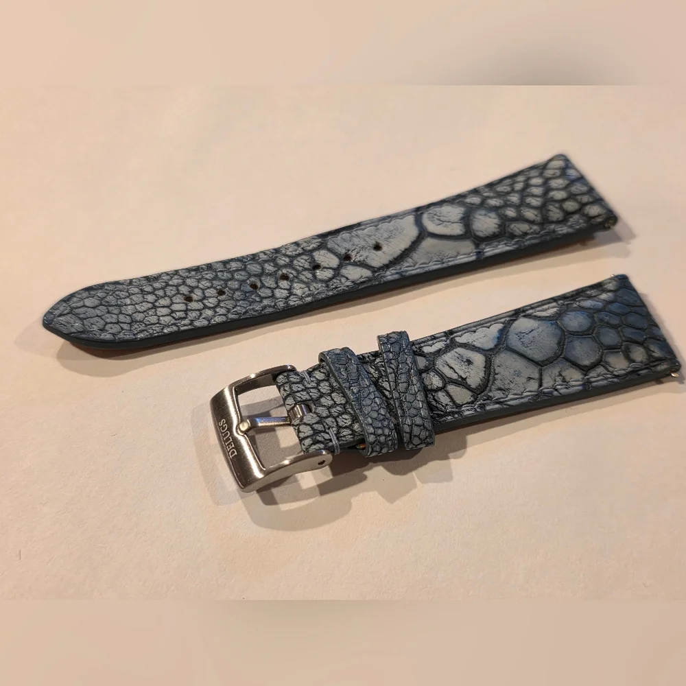 Blue Textured Leather Watch Band